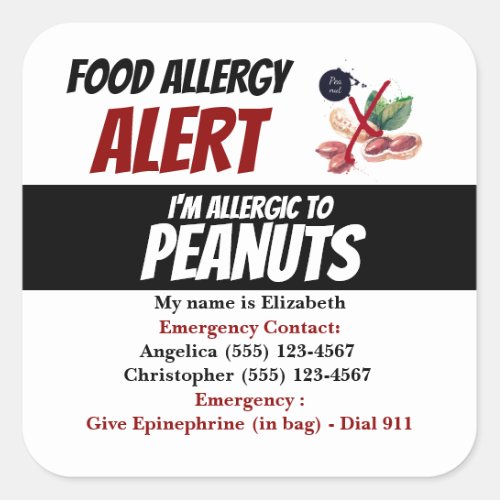 Peanut Food Allergy Alert Warning Label