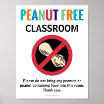 Peanut Free Classroom Customized Allergy School Poster