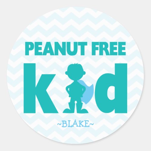 Peanut Free Kid Superhero Boy Allergy Stickers