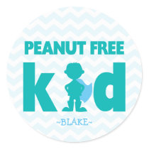 Peanut Free Kid Superhero Boy Allergy Stickers