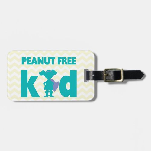 Peanut Free Kid Superhero Girl for Medical Kit Luggage Tag