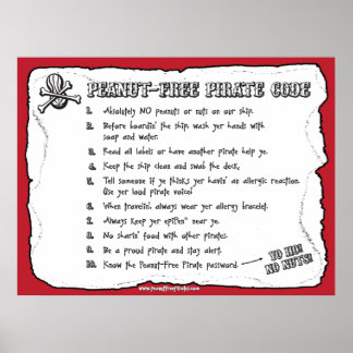 Peanut-Free Pirate Code (Poster) Poster