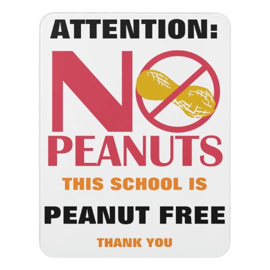 Peanut Free School Classroom Personalized Door Sign | Zazzle.com