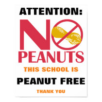Peanut Free School Sign for School or Daycare