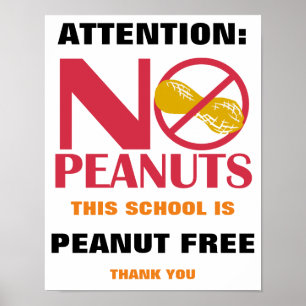 Peanut Free School Sign for School or Daycare