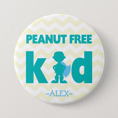 Peanut Free Superhero Boy Button