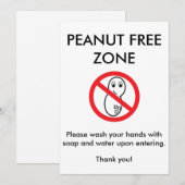 Peanut Free Zone Card (Front/Back)