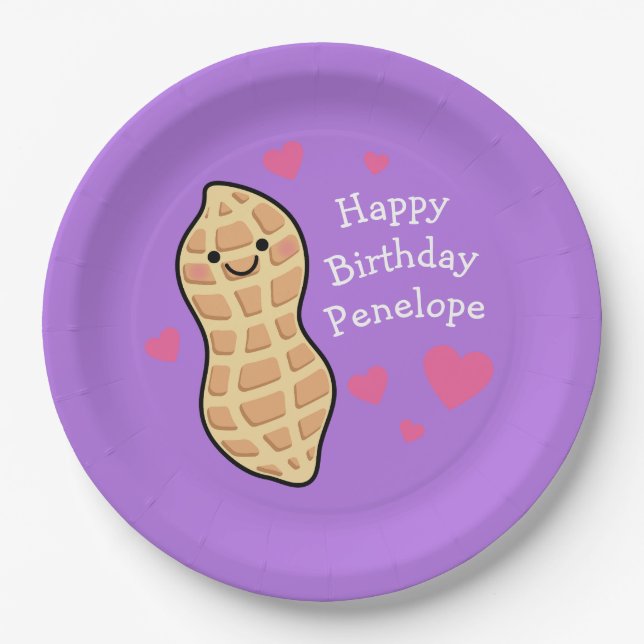 Peanut Kids Birthday Party Cute Cartoon Paper Plates (Front)