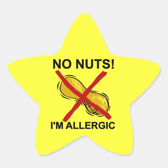 Peanut NO Nuts I'm Allergic Star Sticker (Front)