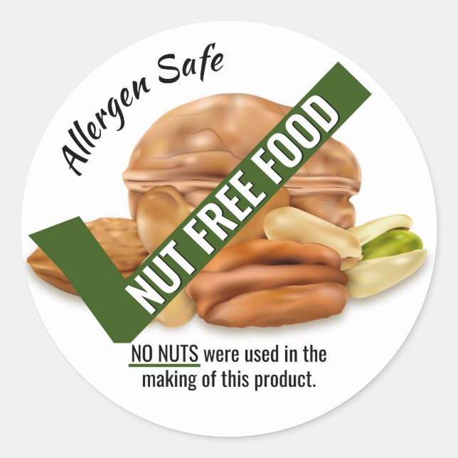 Peanut Nut Allergen Free Classic Round Sticker (Front)