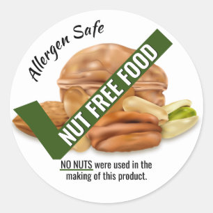 Peanut Nut Allergen Free Classic Round Sticker