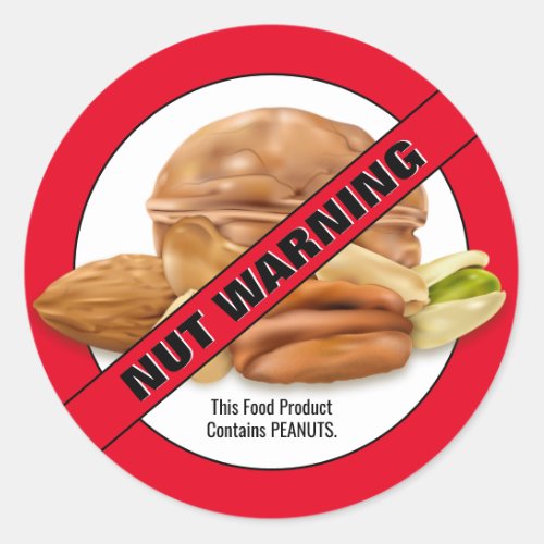 Peanut Nut Allergy Warning Food Product Info Classic Round Sticker