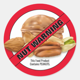 Peanut Nut Allergy Warning Food Product Info Classic Round Sticker