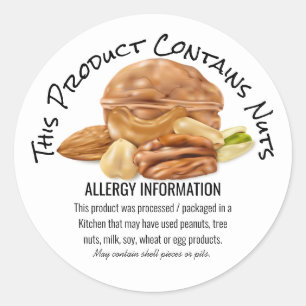 Peanut Nut Allergy Warning Information Product Classic Round Sticker
