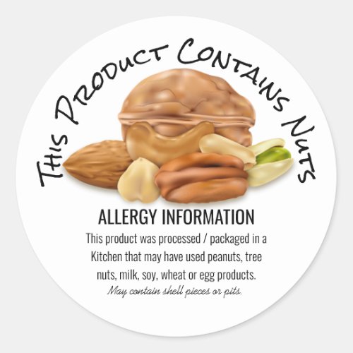 Peanut Nut Allergy Warning Information Product Classic Round Sticker