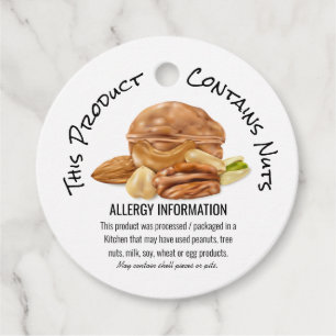 Peanut Nut Allergy Warning Information Product Favor Tags