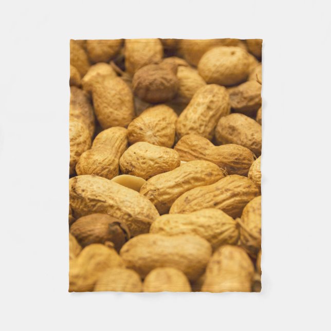Peanut Pattern Brown Food Texture Cozy Fleece Blanket (Front)