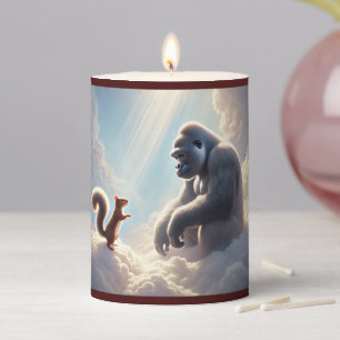 Peanut the Squirrel and Harambe in Heaven Pillar Candle