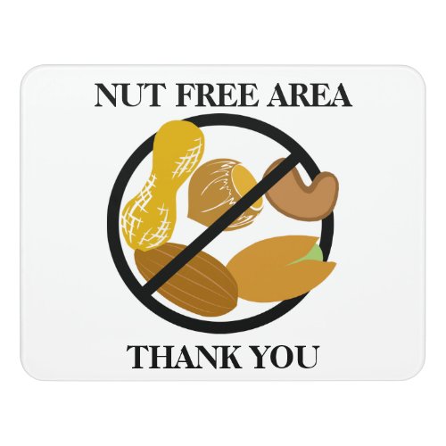 Peanut  Tree Nut Free Area Nut Free School Door Sign