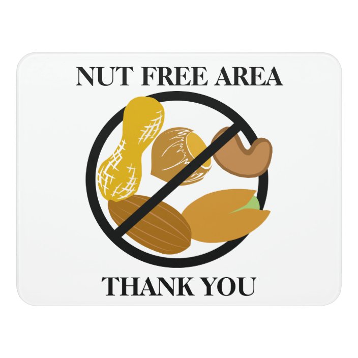 Peanut & Tree Nut Free Area Nut Free School Door Sign