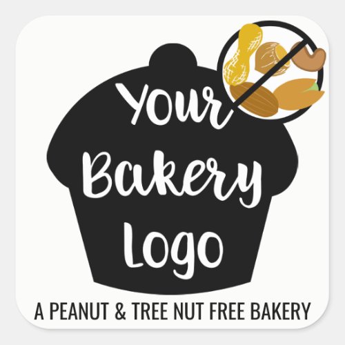 Peanut Tree Nut Free Bakery Logo Custom Square Sticker