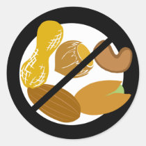Peanut Tree Nut Free Black Allergy Nut Classic Round Sticker