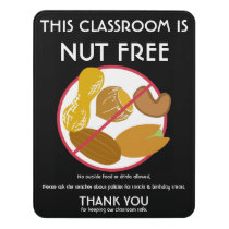 Peanut Tree Nut Free Classroom School Personalized Door Sign