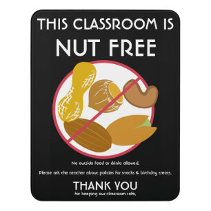 Peanut Tree Nut Free Classroom School Personalized Door Sign