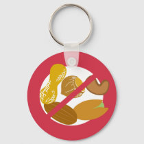 Peanut Tree Nut Free Symbol Red Allergy Kids Keychain