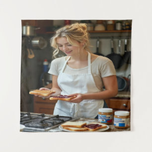 Peanutbutter and Jelly Sandwich Custom Tapestry