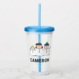 Peanuts   3 Person Snowman Acrylic Tumbler