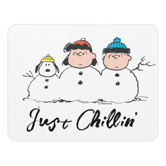 Peanuts | 3 Person Snowman Door Sign (Contemporary Front)