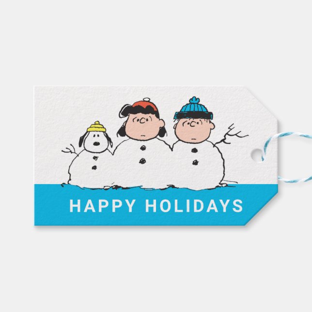Peanuts | 3 Person Snowman Gift Tags (Front (Horizontal))