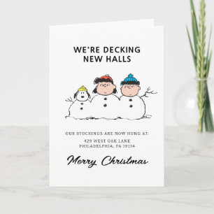 Peanuts   3 Person Snowman Holiday Card