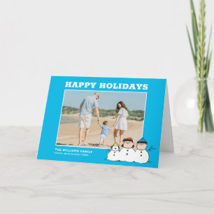 Peanuts   3 Person Snowman Holiday Card