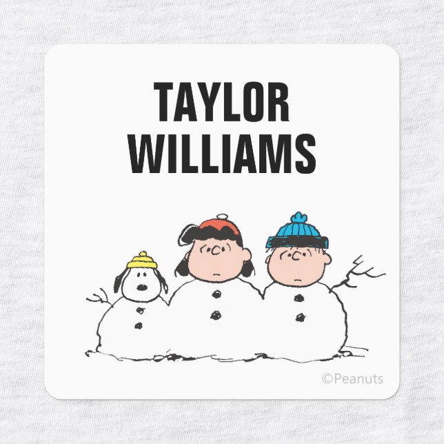Peanuts | 3 Person Snowman Kids' Labels (Design 1)