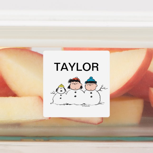 Peanuts | 3 Person Snowman Kids' Labels (Affixed)