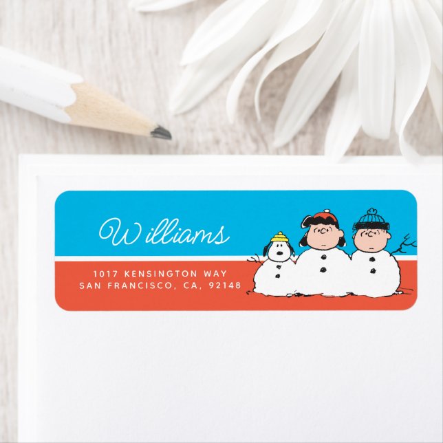 Peanuts | 3 Person Snowman Label (Insitu)