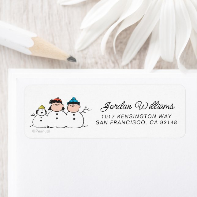 Peanuts | 3 Person Snowman Label (Insitu)