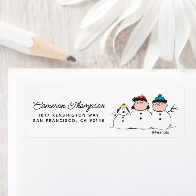 Peanuts | 3 Person Snowman Label (Insitu)