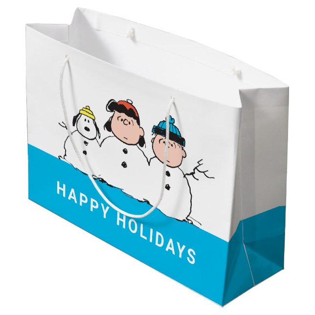 Peanuts | 3 Person Snowman Large Gift Bag (Back Angled)