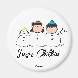 Peanuts 3 Person Snowman Magnet