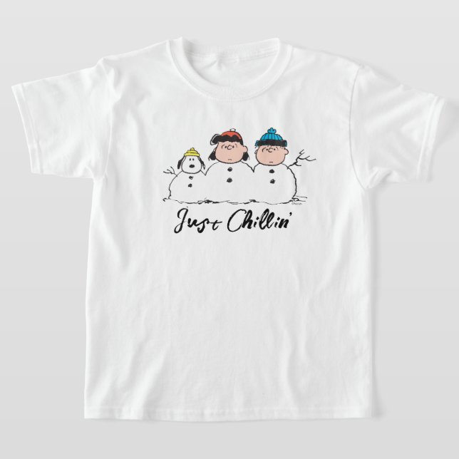 Peanuts | 3 Person Snowman T-Shirt (Laydown)