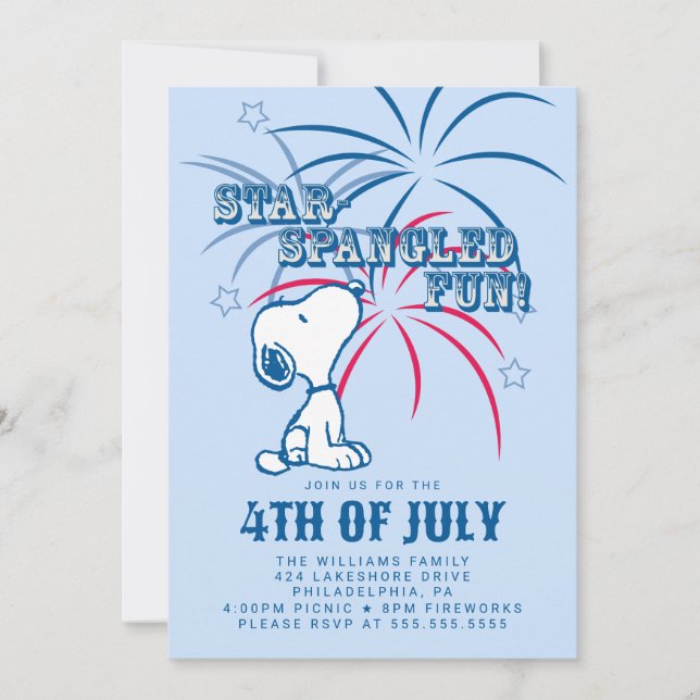 Peanuts 4th of July Star Spangled Fun Holiday Card (Front)