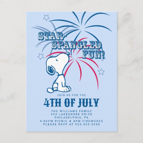 Peanuts 4th of July Star Spangled Fun Postcard