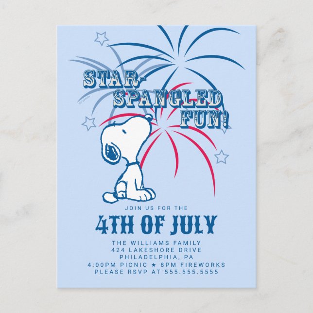 Peanuts 4th of July Star Spangled Fun Postcard (Front)