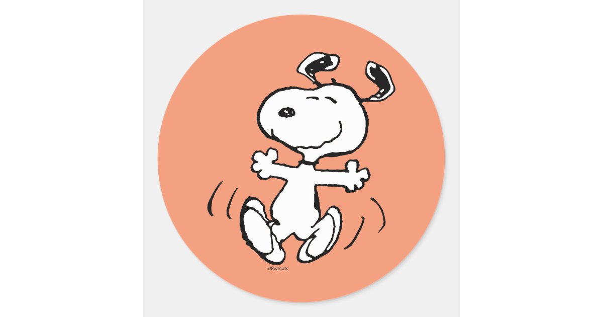 Peanuts | A Snoopy Happy Dance Classic Round Sticker | Zazzle