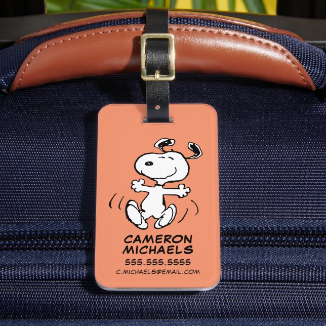 Peanuts | A Snoopy Happy Dance Luggage Tag (Front Insitu 2)