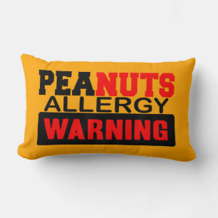 Peanuts Allergy Warning Lumbar Pillow