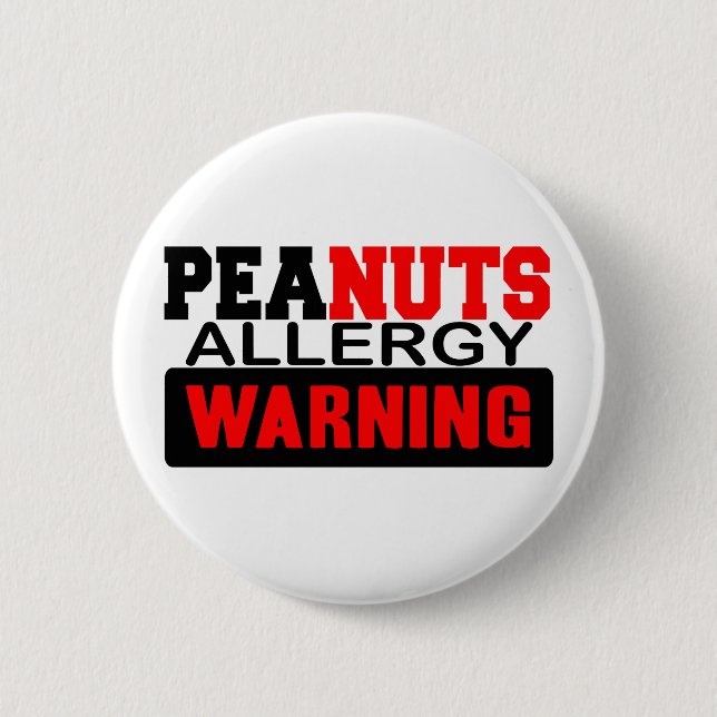 Peanuts Allergy Warning Pinback Button (Front)